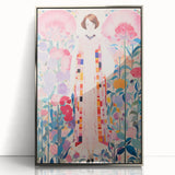 Maximalist Wall Art – Bold Floral Portrait with Geometric Accents