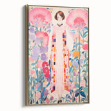 Maximalist Wall Art – Bold Floral Portrait with Geometric Accents