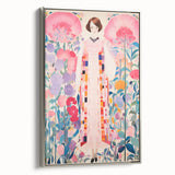 Maximalist Wall Art – Bold Floral Portrait with Geometric Accents