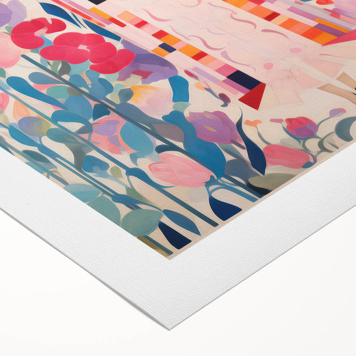 Maximalist Wall Art – Bold Floral Portrait with Geometric Accents