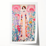 Maximalist Wall Art – Bold Floral Portrait with Geometric Accents