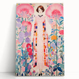 Maximalist Wall Art – Bold Floral Portrait with Geometric Accents