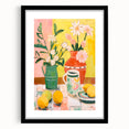 Maximalist Wall Art - Bold Floral and Lemon Still Life - Vibrant Decor