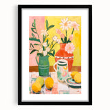 Maximalist Wall Art - Bold Floral and Lemon Still Life - Vibrant Decor