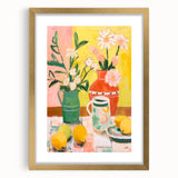 Maximalist Wall Art - Bold Floral and Lemon Still Life - Vibrant Decor