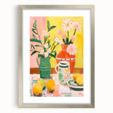 Maximalist Wall Art - Bold Floral and Lemon Still Life - Vibrant Decor