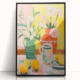 Maximalist Wall Art - Bold Floral and Lemon Still Life - Vibrant Decor