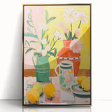 Maximalist Wall Art - Bold Floral and Lemon Still Life - Vibrant Decor