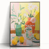 Maximalist Wall Art - Bold Floral and Lemon Still Life - Vibrant Decor