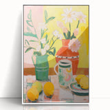 Maximalist Wall Art - Bold Floral and Lemon Still Life - Vibrant Decor