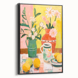 Maximalist Wall Art - Bold Floral and Lemon Still Life - Vibrant Decor