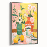 Maximalist Wall Art - Bold Floral and Lemon Still Life - Vibrant Decor