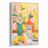 Maximalist Wall Art - Bold Floral and Lemon Still Life - Vibrant Decor