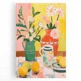 Maximalist Wall Art - Bold Floral and Lemon Still Life - Vibrant Decor