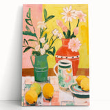 Maximalist Wall Art - Bold Floral and Lemon Still Life - Vibrant Decor