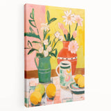 Maximalist Wall Art - Bold Floral and Lemon Still Life - Vibrant Decor