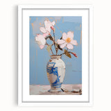 Maximalist Wall Art – Elegant Floral Still Life in Blue and White Vase