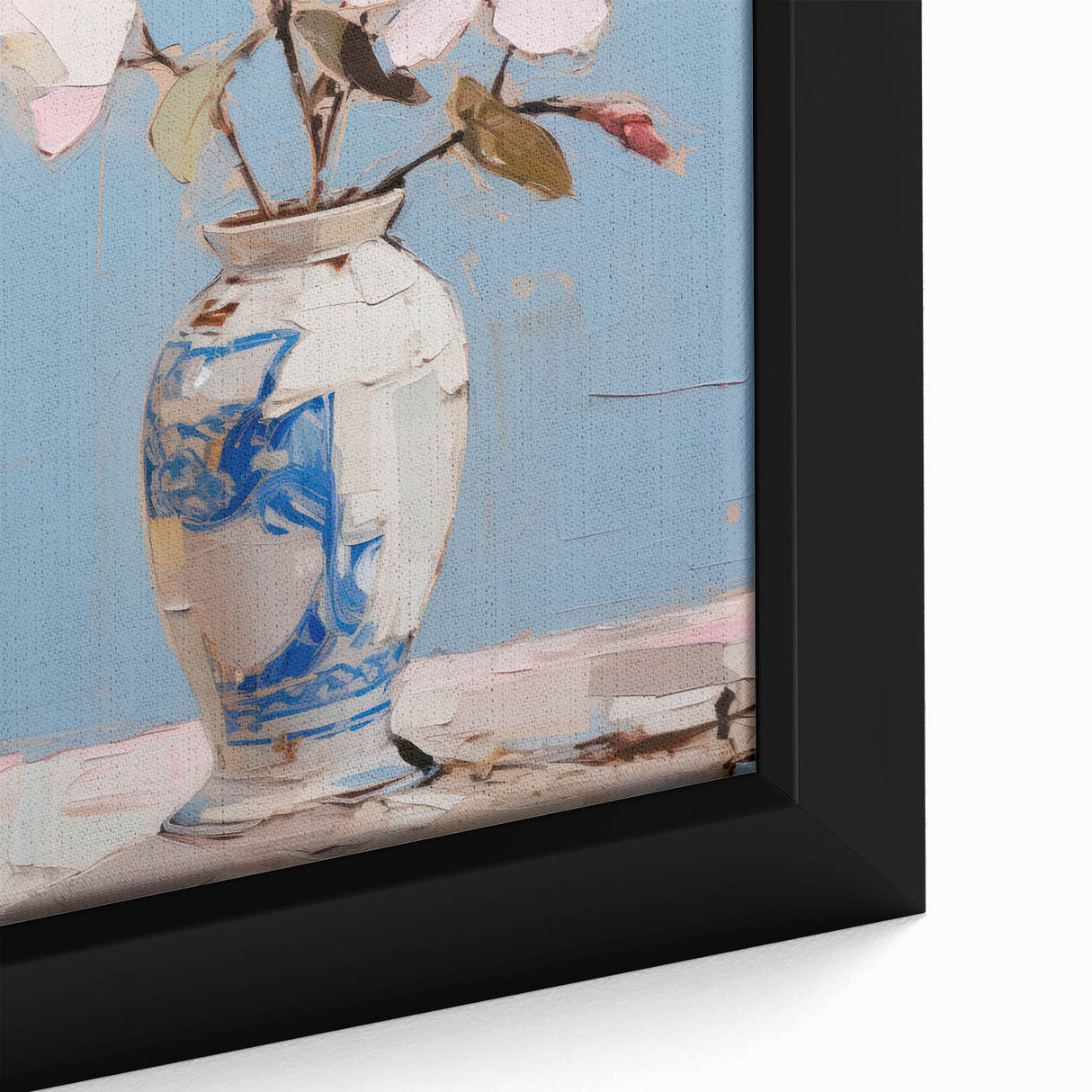 Maximalist Wall Art – Elegant Floral Still Life in Blue and White Vase