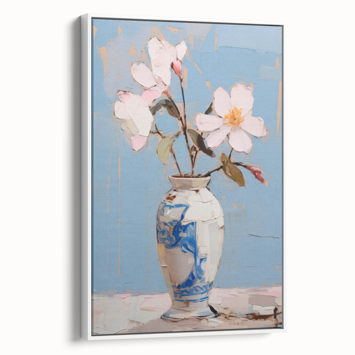 Maximalist Wall Art – Elegant Floral Still Life in Blue and White Vase