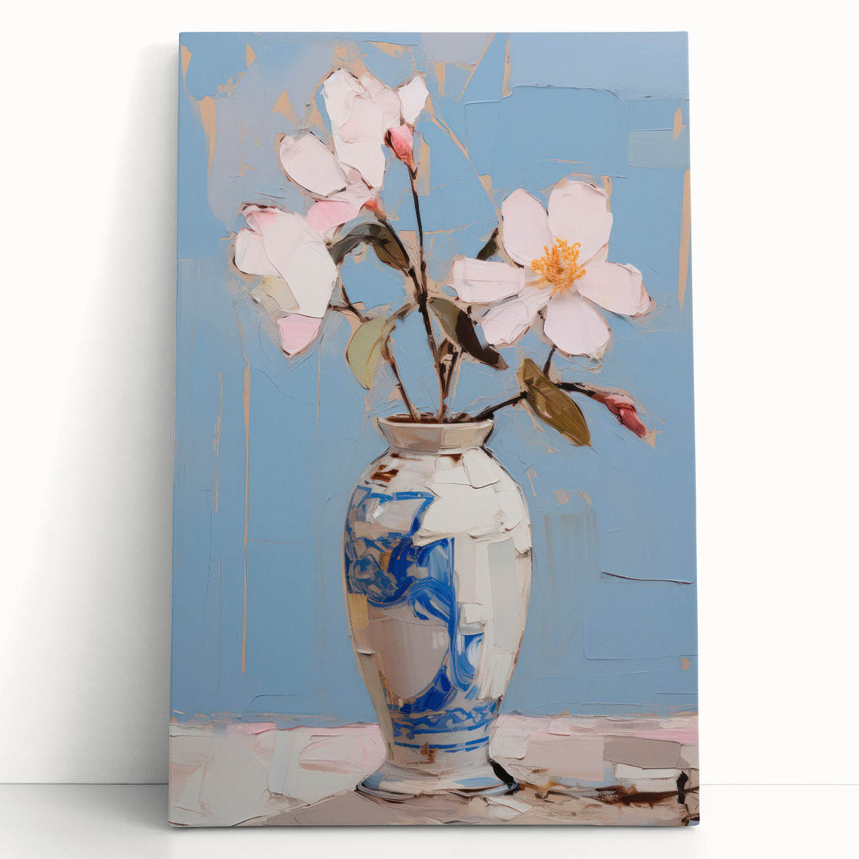 Maximalist Wall Art – Elegant Floral Still Life in Blue and White Vase