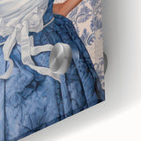 Maximalist Wall Art – Elegant Back View of Woman in Blue Floral Dress