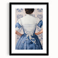 Maximalist Wall Art – Elegant Back View of Woman in Blue Floral Dress