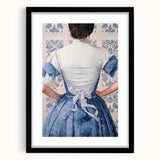Maximalist Wall Art – Elegant Back View of Woman in Blue Floral Dress