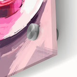 Maximalist Wall Art – Bold Pink Coffee Cup Painting for Eclectic Decor