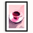 Maximalist Wall Art – Bold Pink Coffee Cup Painting for Eclectic Decor