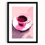 Maximalist Wall Art – Bold Pink Coffee Cup Painting for Eclectic Decor