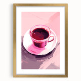 Maximalist Wall Art – Bold Pink Coffee Cup Painting for Eclectic Decor