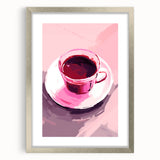Maximalist Wall Art – Bold Pink Coffee Cup Painting for Eclectic Decor