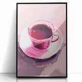 Maximalist Wall Art – Bold Pink Coffee Cup Painting for Eclectic Decor