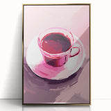 Maximalist Wall Art – Bold Pink Coffee Cup Painting for Eclectic Decor