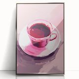 Maximalist Wall Art – Bold Pink Coffee Cup Painting for Eclectic Decor