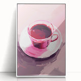 Maximalist Wall Art – Bold Pink Coffee Cup Painting for Eclectic Decor