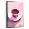 Maximalist Wall Art – Bold Pink Coffee Cup Painting for Eclectic Decor