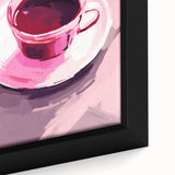 Maximalist Wall Art – Bold Pink Coffee Cup Painting for Eclectic Decor