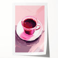 Maximalist Wall Art – Bold Pink Coffee Cup Painting for Eclectic Decor