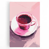 Maximalist Wall Art – Bold Pink Coffee Cup Painting for Eclectic Decor