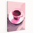 Maximalist Wall Art – Bold Pink Coffee Cup Painting for Eclectic Decor