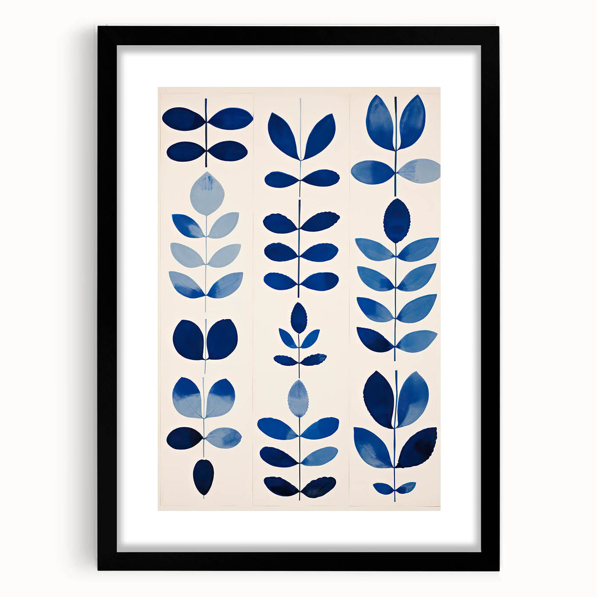 Maximalist Wall Art - Bold Blue Leaf Print for Eclectic Home Decor