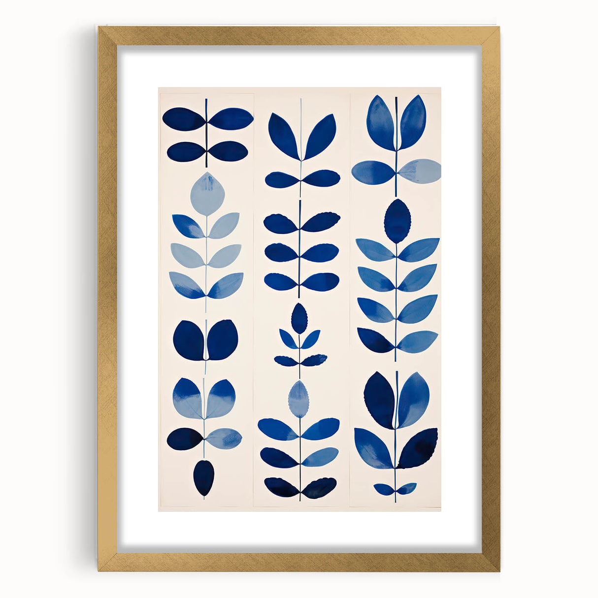 Maximalist Wall Art - Bold Blue Leaf Print for Eclectic Home Decor