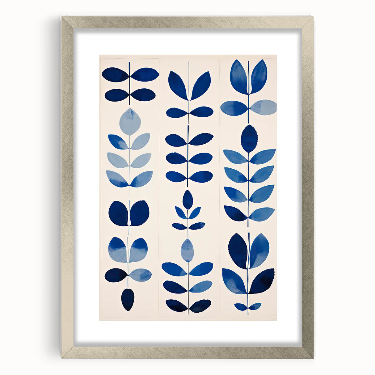 Maximalist Wall Art - Bold Blue Leaf Print for Eclectic Home Decor