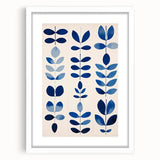 Maximalist Wall Art - Bold Blue Leaf Print for Eclectic Home Decor