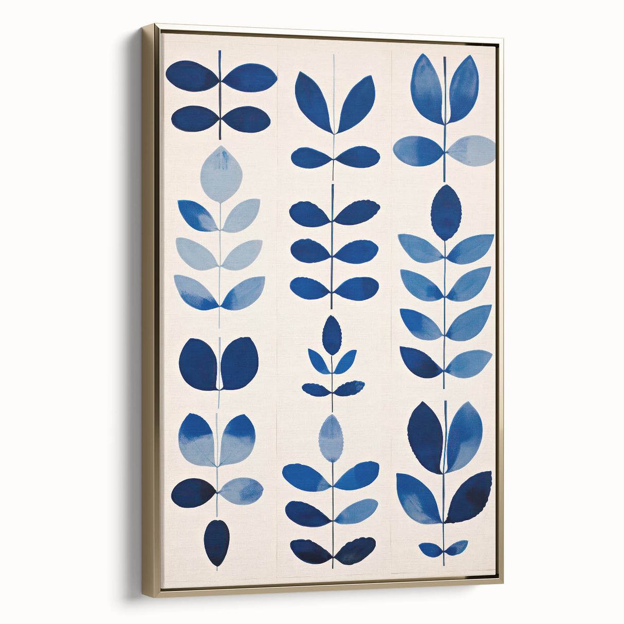 Maximalist Wall Art - Bold Blue Leaf Print for Eclectic Home Decor
