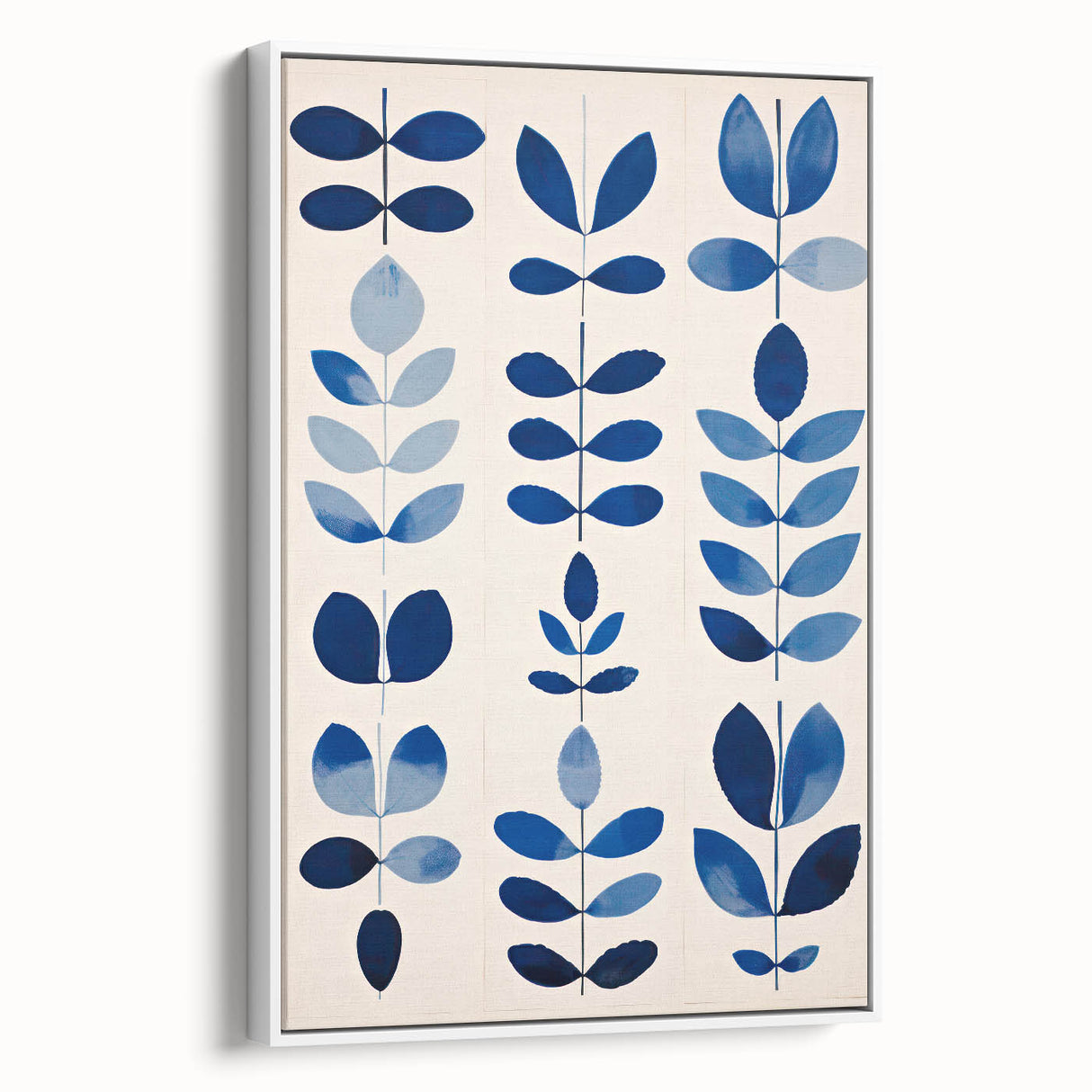 Maximalist Wall Art - Bold Blue Leaf Print for Eclectic Home Decor