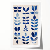Maximalist Wall Art - Bold Blue Leaf Print for Eclectic Home Decor