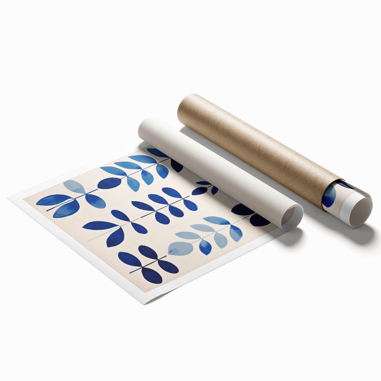 Maximalist Wall Art - Bold Blue Leaf Print for Eclectic Home Decor