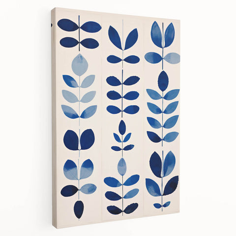 Maximalist Wall Art - Bold Blue Leaf Print for Eclectic Home Decor